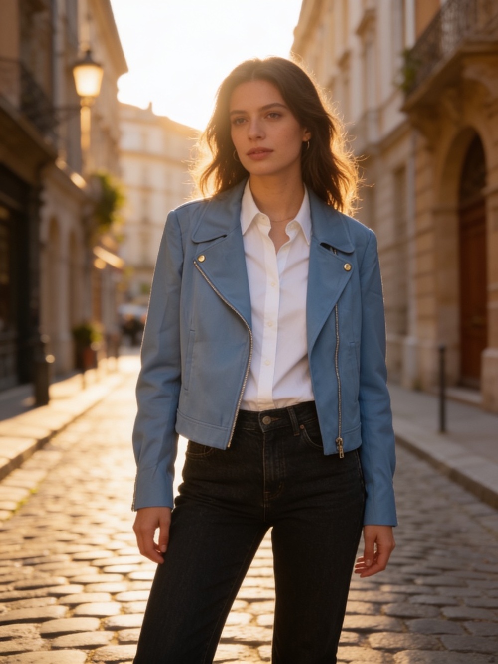 NWT Massimo Dutti Blue Moto Biker Jacket Size 10